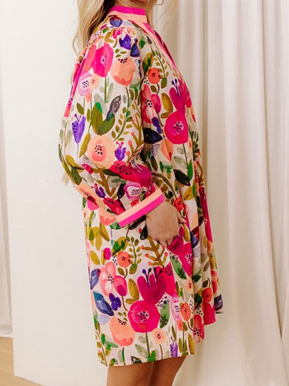 Entro Vibrant Multicolor Floral Joy Mini Dress Size Large New with Tags - Picture 4 of 8